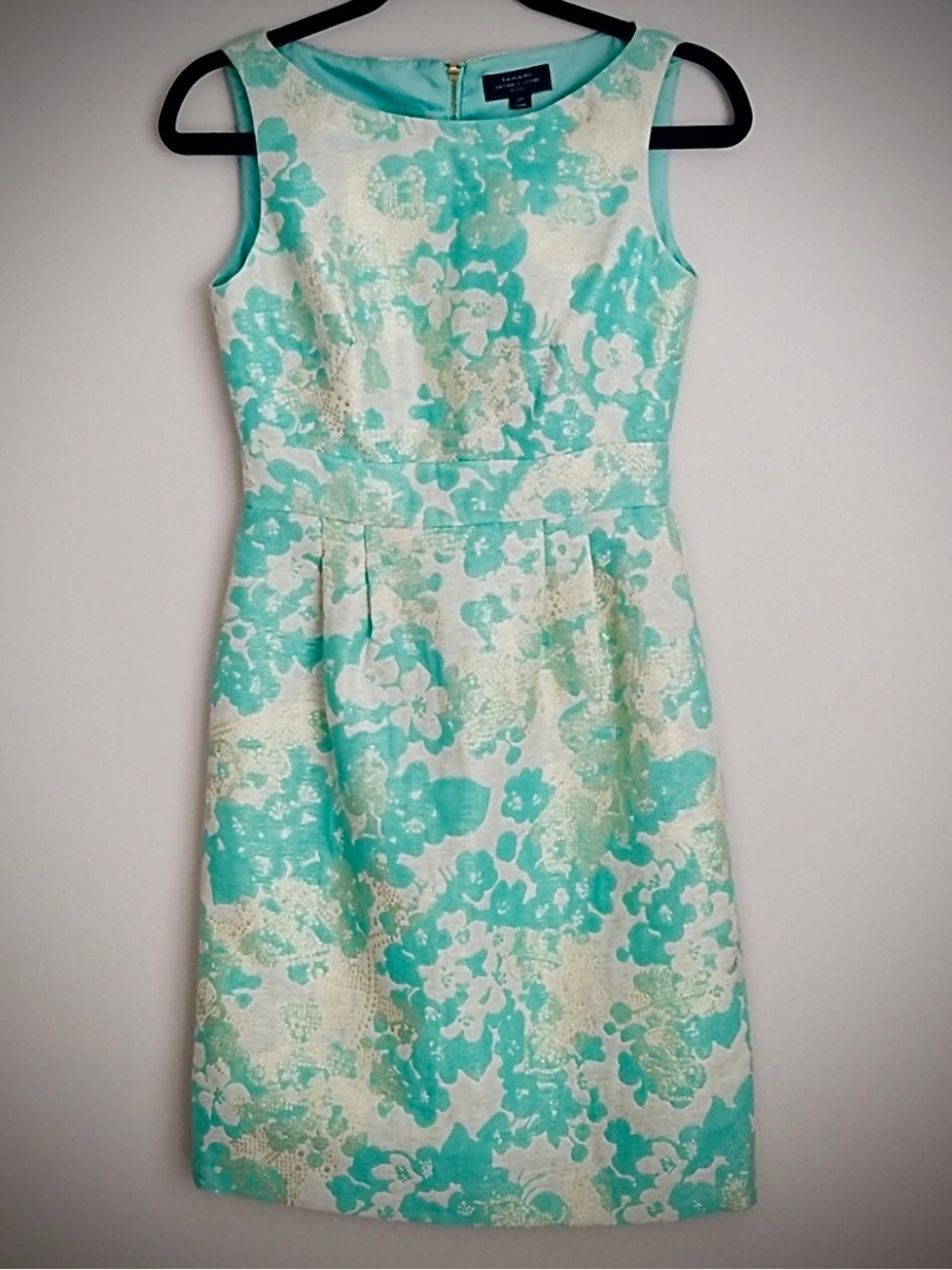Tahari Mint Floral Brocade Sheath Dress